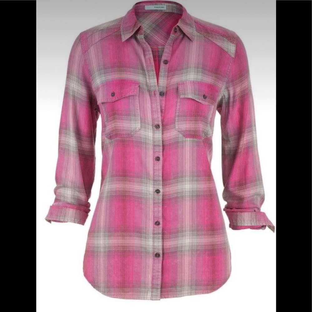 Maurice’s Pink, Grey and Plaid Button Down, Size 1X